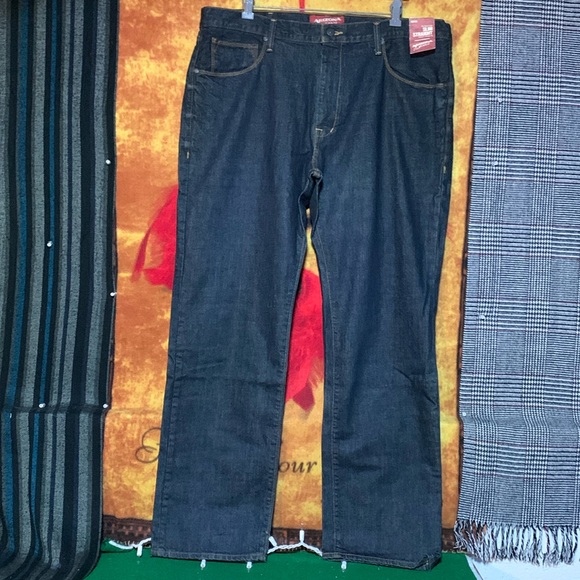 ARIZONA JEAN COMPANY-men’s dark rinse cotton denim ‘SLIM FIT STRAIGHT’ leg jeans - Picture 1 of 11